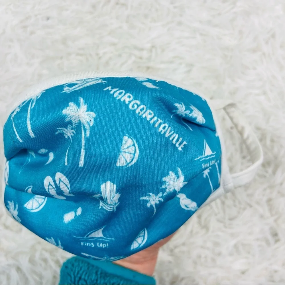 MARGARITAVILLE blue & white beach palm tree reusable face mask